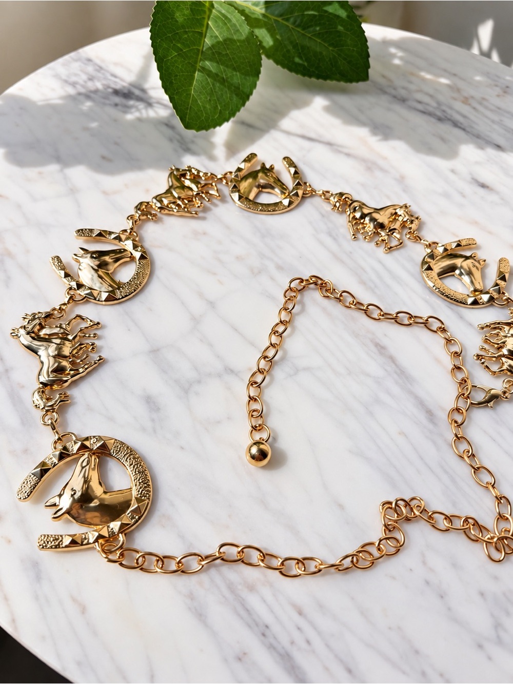 Gold Horse Link Charm Chain Belt - Picture 4 of 7